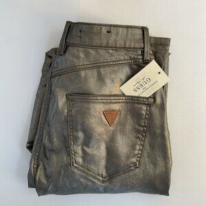 Guess Women’s 1981 High Rise Skinny Jeans Foil Metallic Wash Size 26